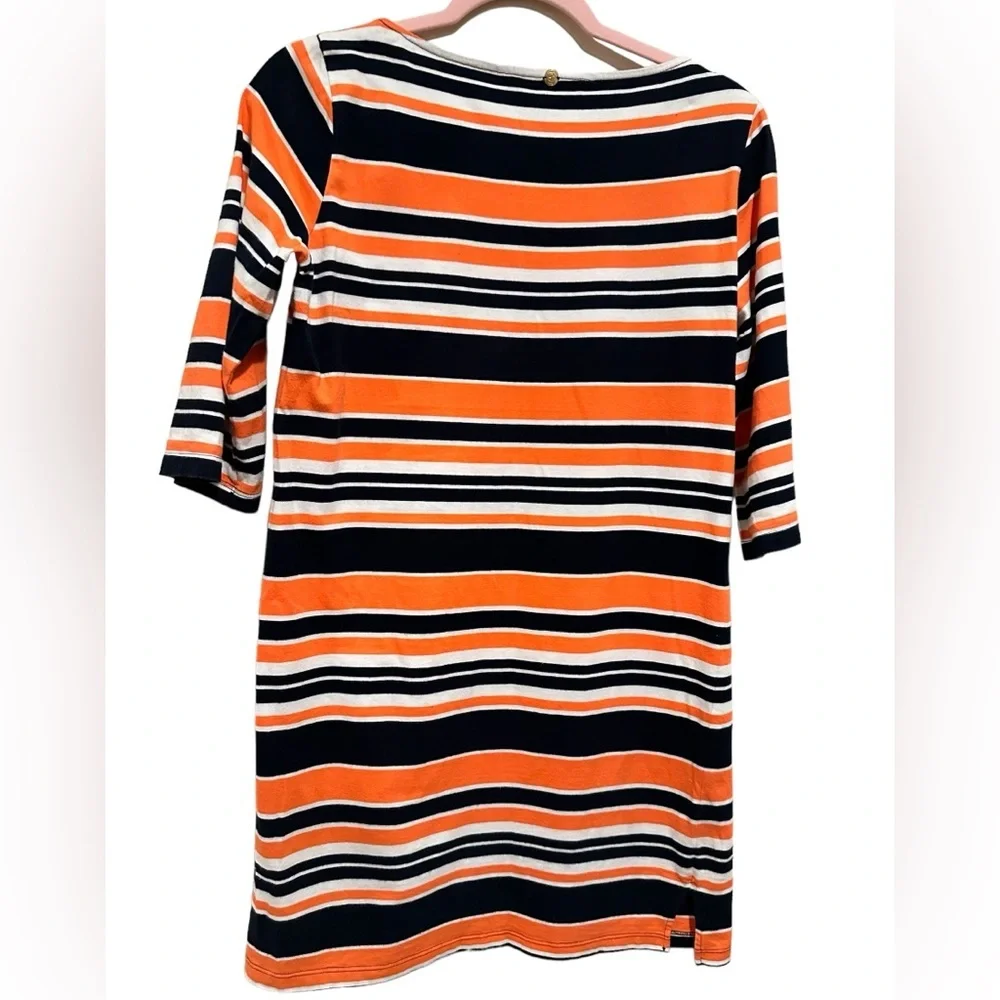 TRINA TURK STRIPED BOATNECK PULLOVER COTTON MINI DRESS S